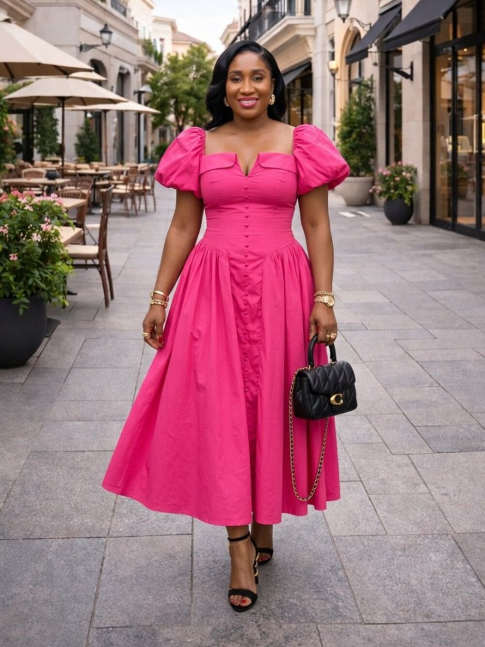 Patty Statement Dress - Hot Pink